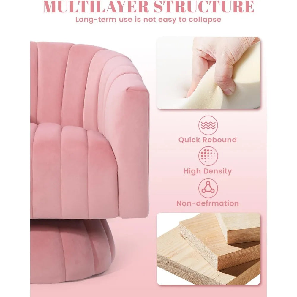 Swivel Accent Overstuffed Barrel Chair with Armrest