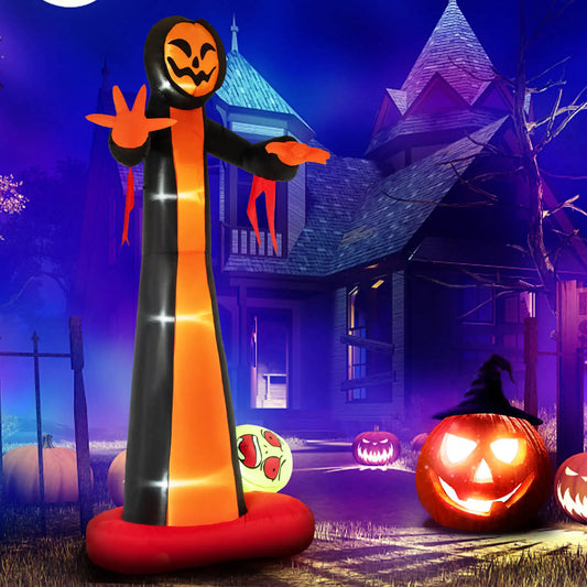 12FT Giant Halloween Inflatable Grim Reaper Ghost with Scary Skull – Outdoor Blow Up Yard Decoration with LED Lights, Stakes & Ropes