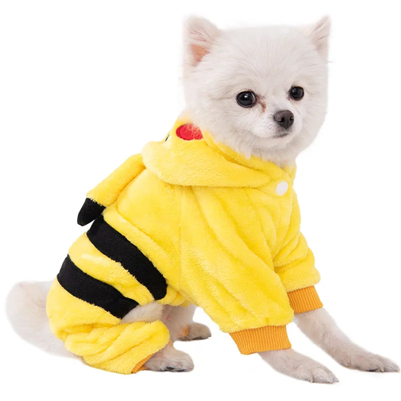 Soft Fleece Dog Jumpsuit – Warm Pet Hoodie for Small Dogs & Cats (Chihuahua, Yorkie, Puppy)