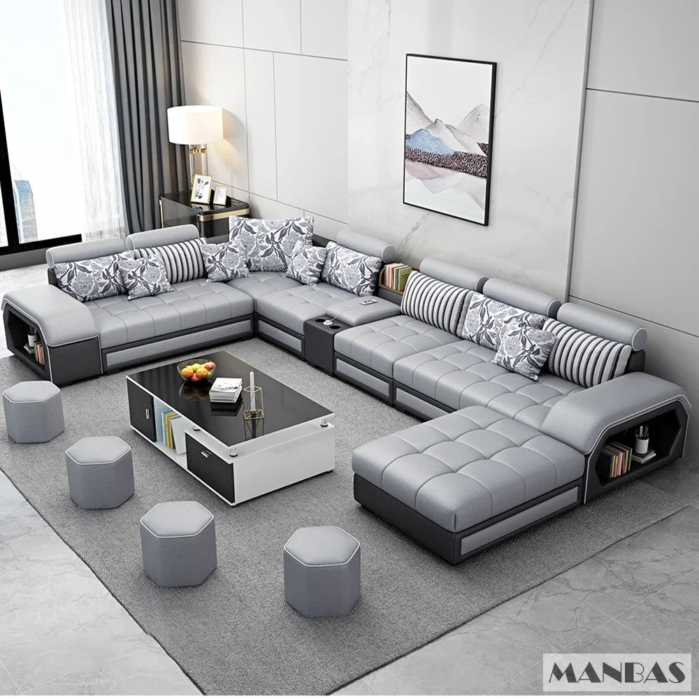 Big U Shape Couch / Sofa with shelves