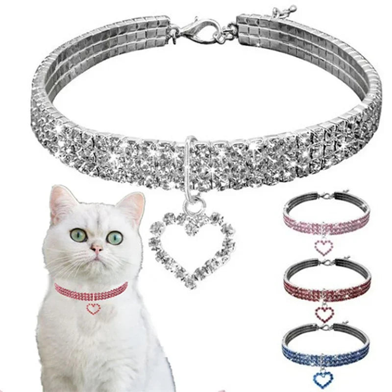 Bling Rhinestone Dog Collar & Leash Set – Crystal Pet Collar for Small & Medium Dogs – Pink Sparkly Chihuahua Accessories (S/M/L)