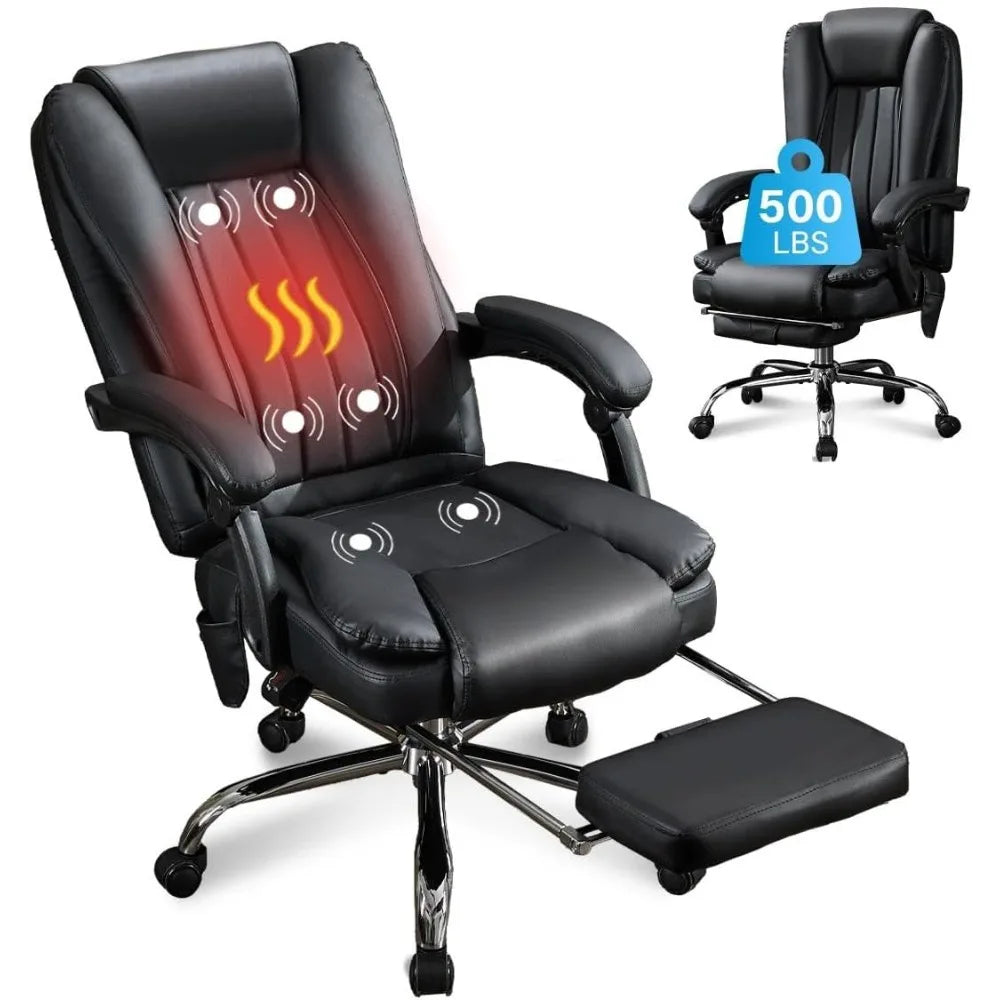 Heavy-Duty Big & Tall Office Chair with Footrest, Heating & Vibration – Supports up to 500 lbs