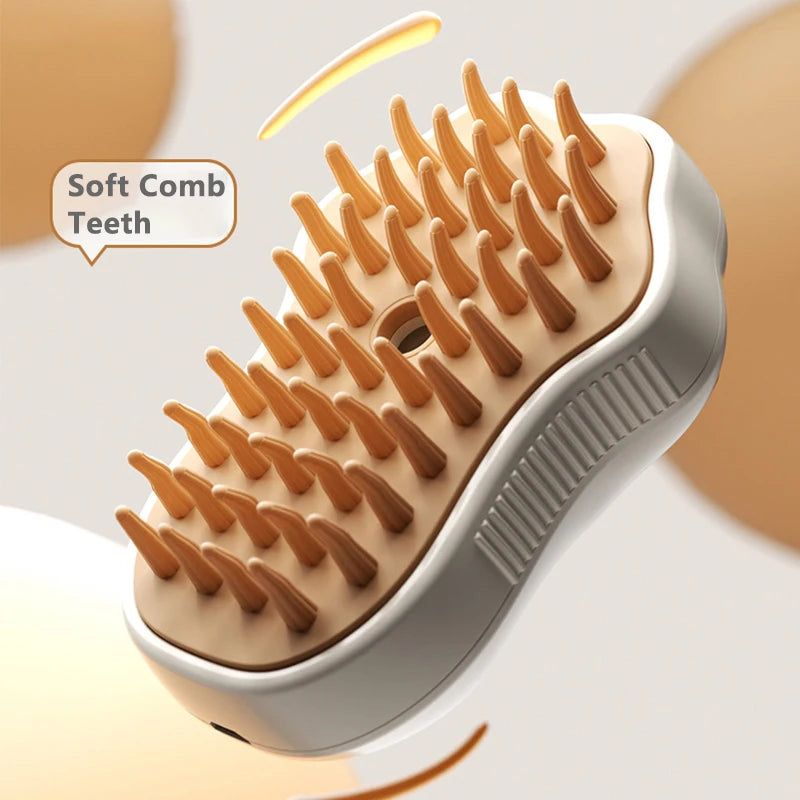 3 in 1 Steamy Pet Electric Spray Steam Brush - Groom, Deodorize & Detangle with Ease