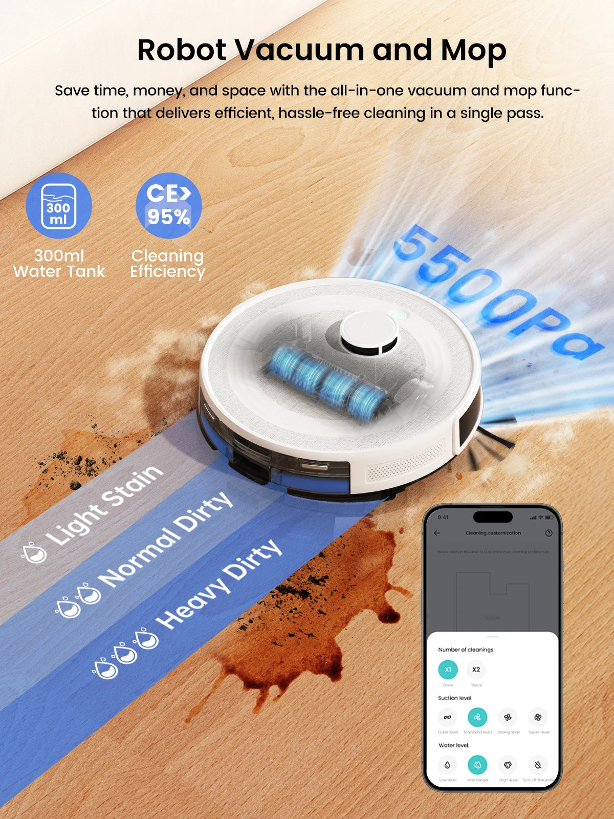 Lefant M2Pro Robot Vacuum and Mop with Self-Emptying Base – 6000Pa Suction, Laser Navigation, Obstacle Avoidance, Wi-Fi/Alexa Compatible