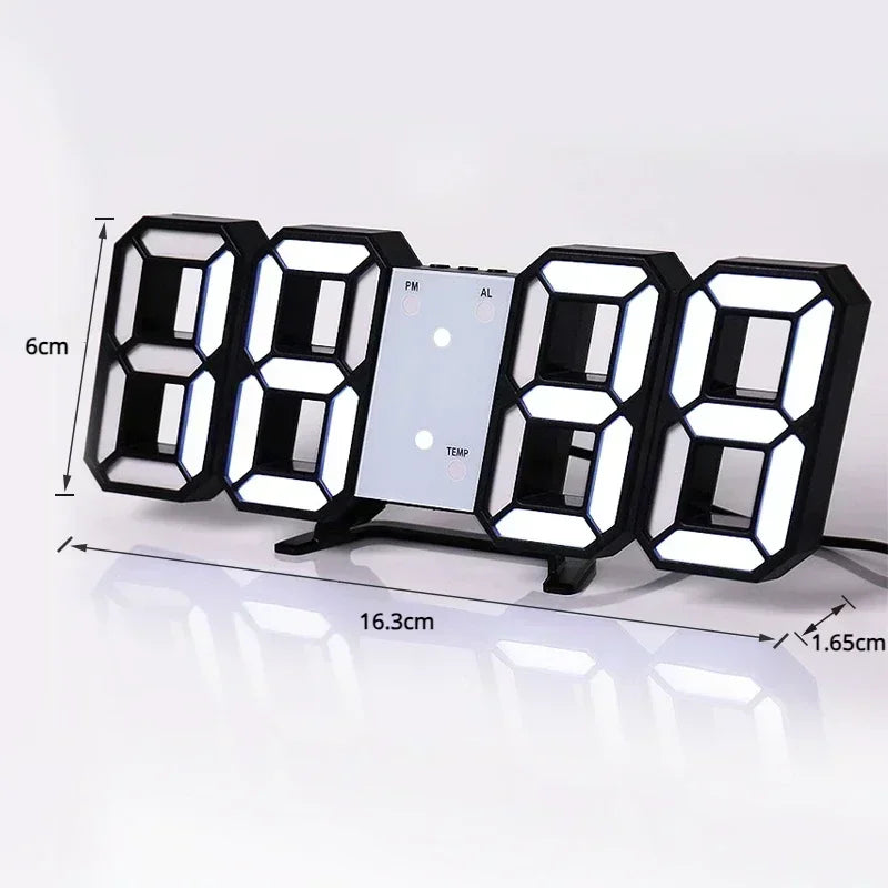 3D LED Digital Wall Clock – Adjustable Brightness, Night Mode, Modern Wall Decor for Bedroom, Office, Living Room