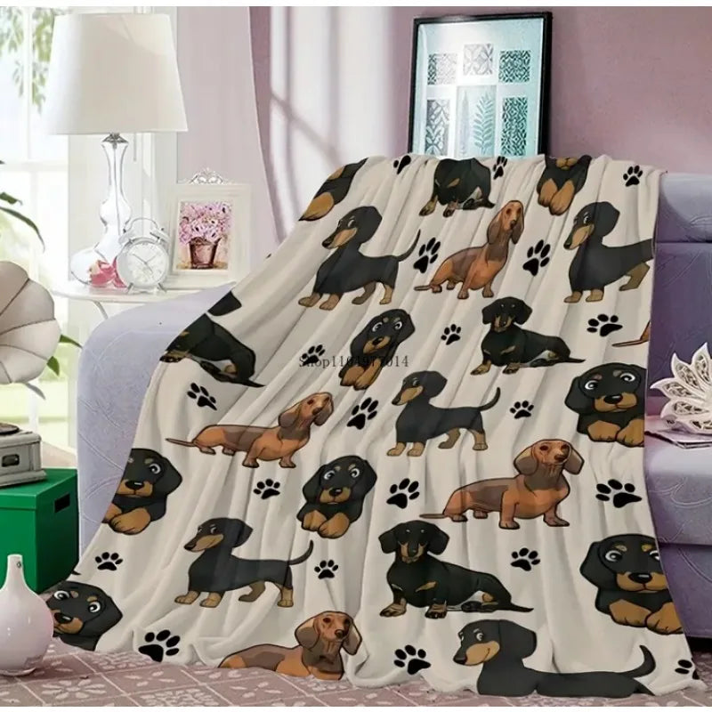 Cute Dachshund Dog Print Blanket – Cozy Throw for Home Décor & Pet Lover Gifts