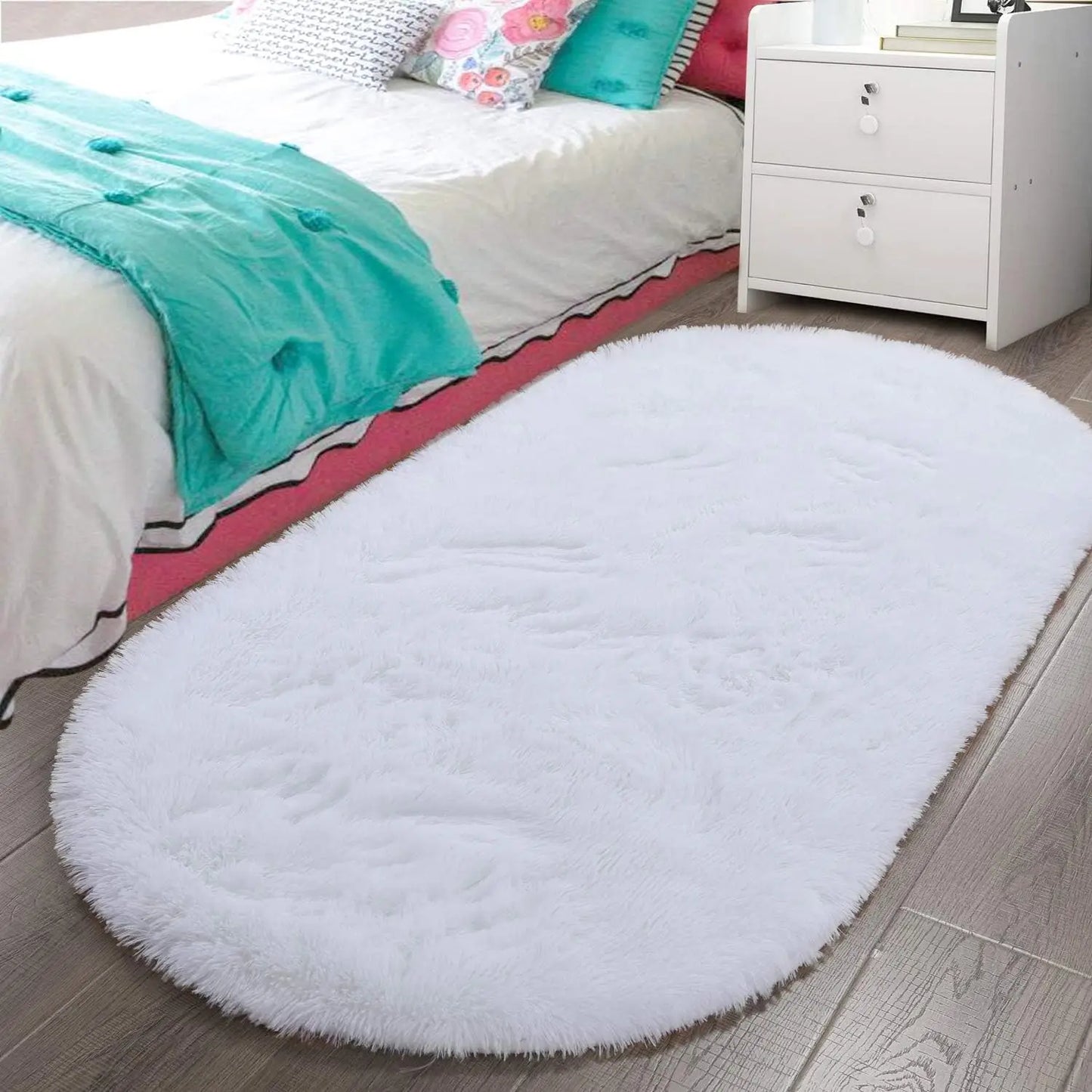 Faux Fur Oval  Long Hair Area Rugs