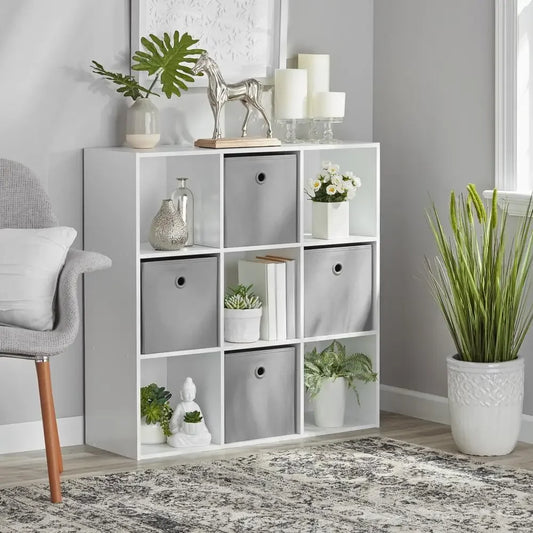 11" White Cube Storage Organizer – 9-Cube Shelf Unit for Office, Clothes, Crafts, and More