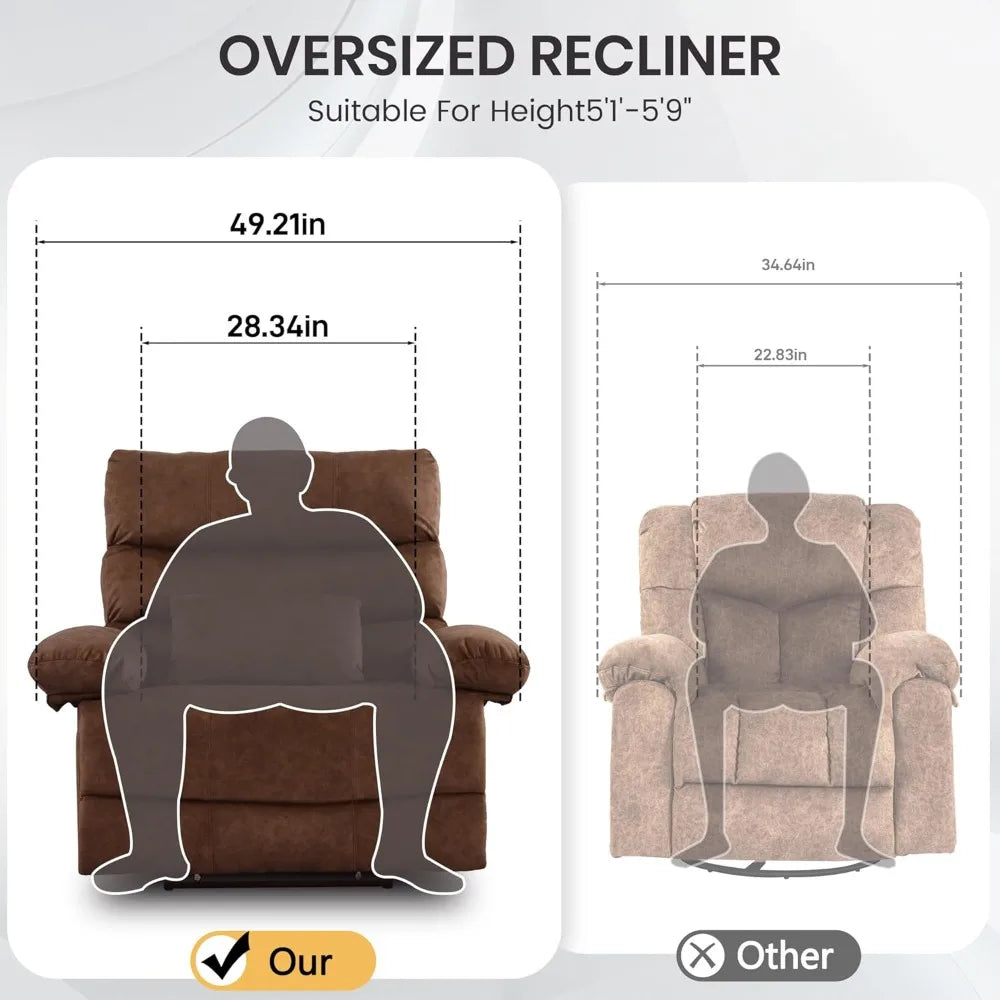 Oversized Recliner Chair – Extra Wide 28.3" Seat, 350 lbs Capacity PU Leather Recliner for Big & Tall Adults – Living Room Comfort