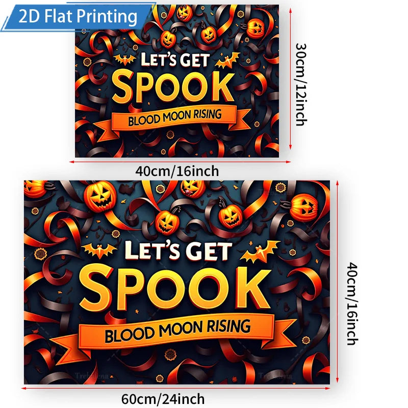 Halloween Wall Tapestry – Spooky Blood Moon Rising with Pumpkin & Bat Design, Gothic Holiday Décor for Home, Bedroom, or Party
