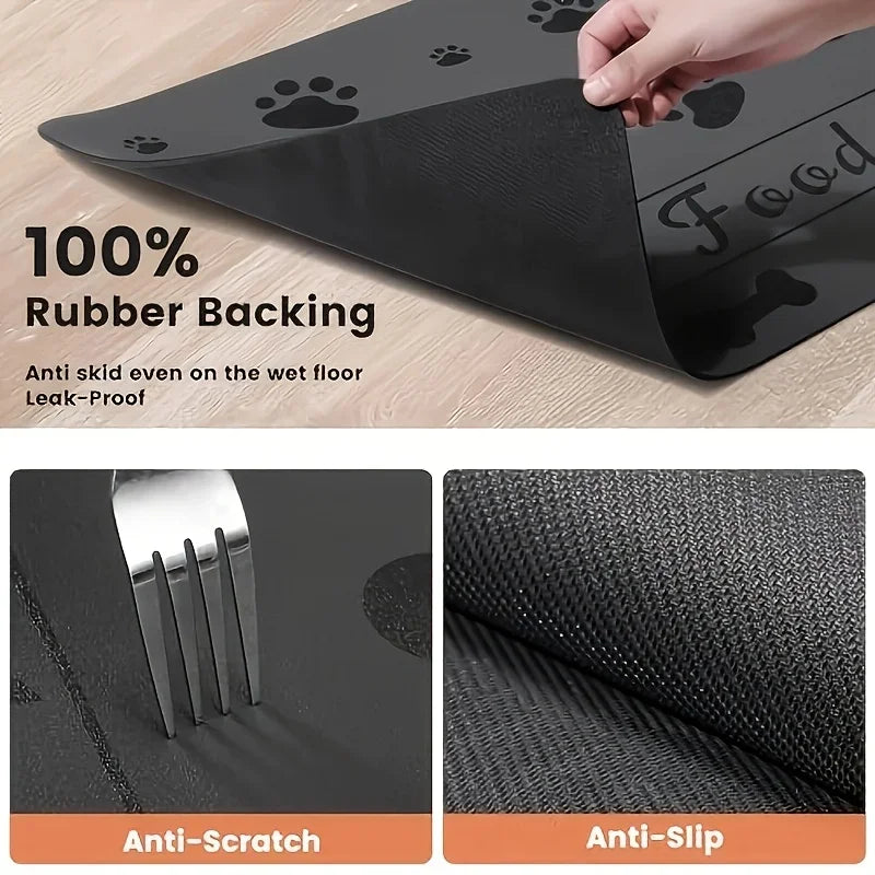 Absorbent Pet Feeding Mat with Waterproof Rubber Backing – Quick-Dry Placemat for Food & Water Bowls – Non-Slip Pet Water Dispenser Mat