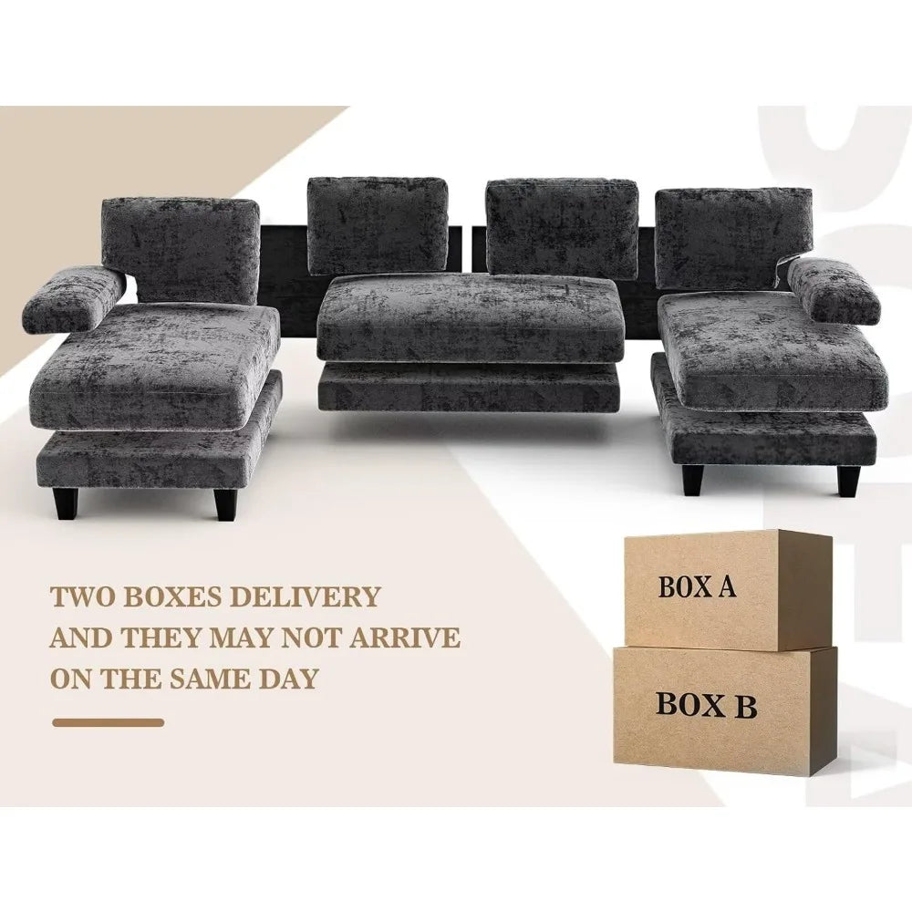 U Shaped Sectional  Modular Sofa with Double Chaise
