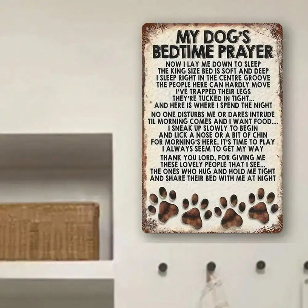 1PC "My Dog's Bedtime Prayer" Pet Tin Sign - Family Life Design For Pet Area & Home Decor, Dog Lover Gift