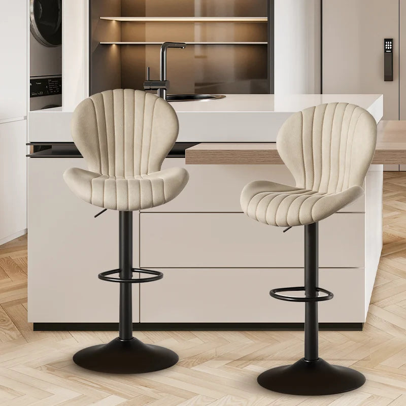 2-Piece Luxury Modern Adjustable Living Room & Dining Chairs Set – Swivel Bar Stools with Soft Backrest for Kitchen & Home