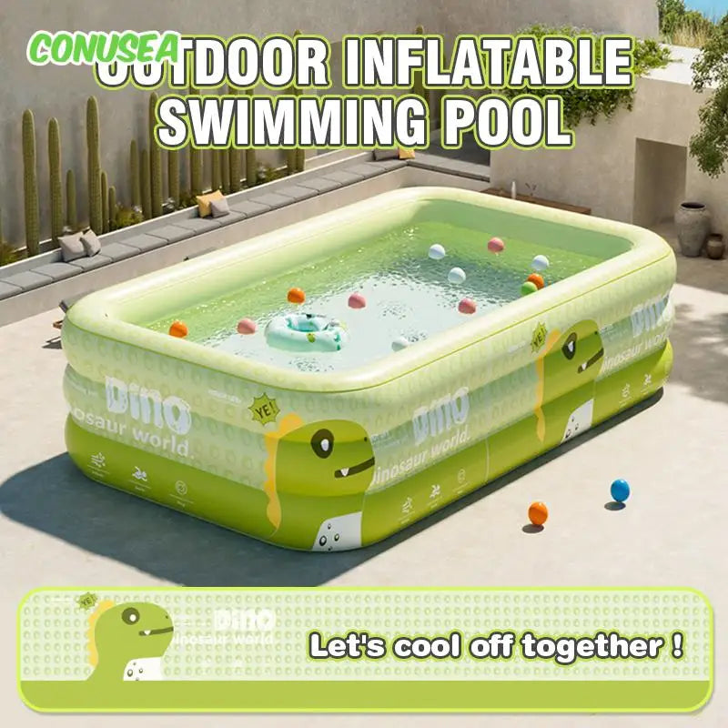 Large Inflatable Family Swimming Pool – 1.5M/1.8M/2.1M/2.6M Above Ground PVC Pool for Kids & Adults, Outdoor Backyard Water Play Party Toy