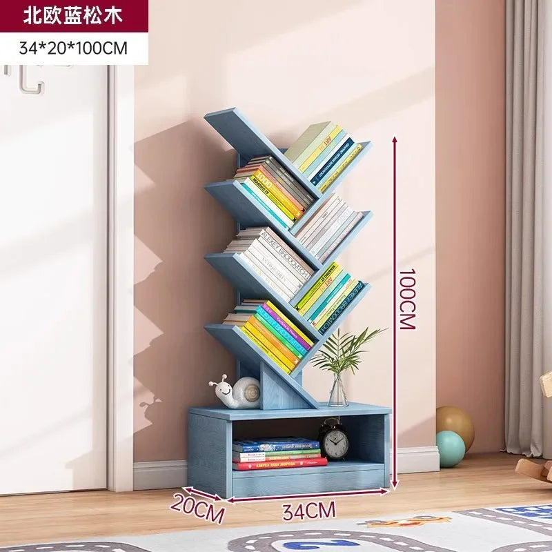 Standing Wooden Storage Rack Bookshelf