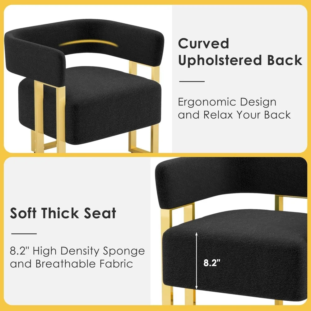 Modern Black and Gold Accent Bucket Chair Set of 2