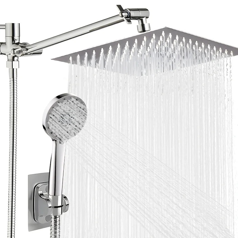 Chrome-Plated Concealed Stainless Steel Shower Set with Pressurized Top Spray & Extended Lever Arm – Bathroom Toilet Spray Kit
