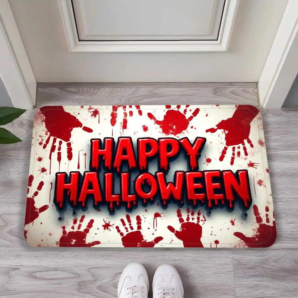 Ghost Castle Halloween Flannel Decorative Carpet – Anti-Slip & Comfortable Home Decoration for the Entrance Foyer