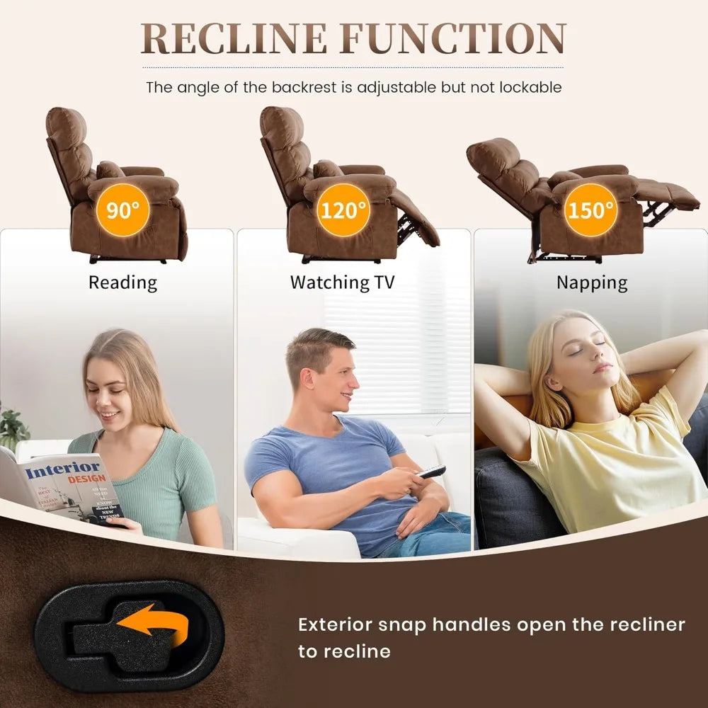 Oversized Recliner Chair – Extra Wide 28.3" Seat, 350 lbs Capacity PU Leather Recliner for Big & Tall Adults – Living Room Comfort