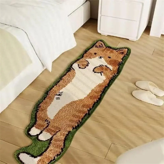 Cute Cat-Shaped Washable Area Rug – 1.3' x 3.9' Irregular Cartoon Carpet for Bedroom, Kids’ Room, or Pet Spaces
