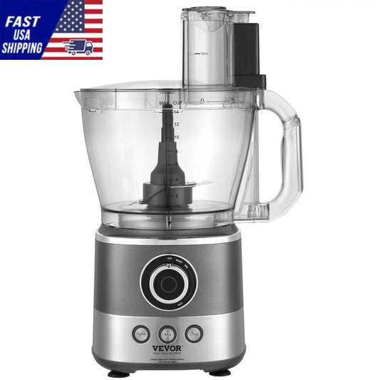 14-Cup Food Processor with 650W Motor – Stainless Steel Blade, Vegetable Chopper for Slicing, Mixing, Pureeing & Dough Kneading