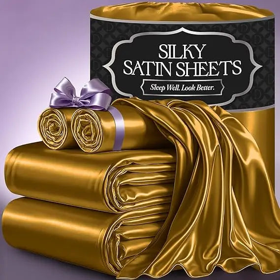 Satin Bed Sheets – 4-Piece Luxury Silky King Size Bedding Set, Softer Than Silk, Wrinkle-Free with 15” Deep Pocket Fitted Sheet