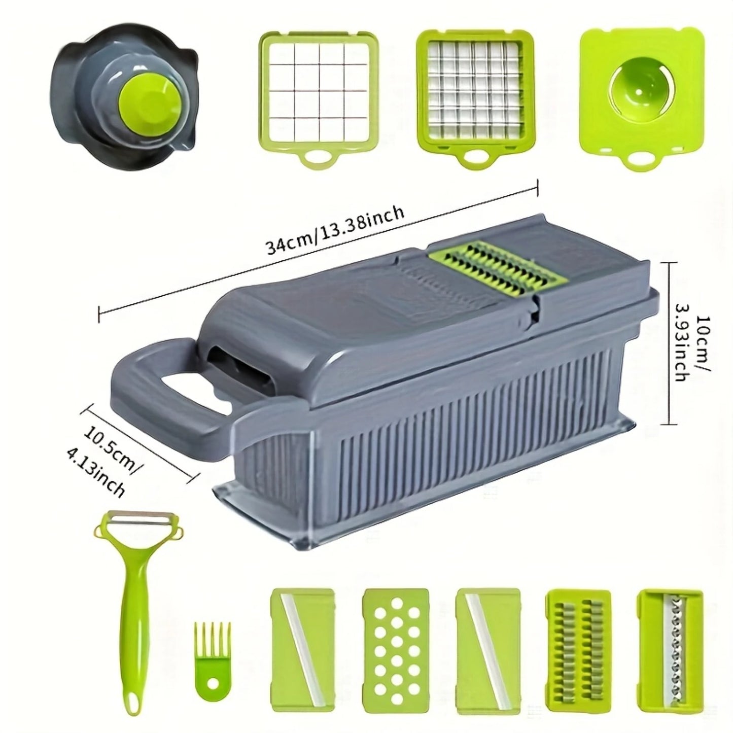 Multifunctional Vegetable Chopper & Fruit Slicer Set – Manual Food Cutter with Container, Efficient Onion Mincer & Potato Slicer