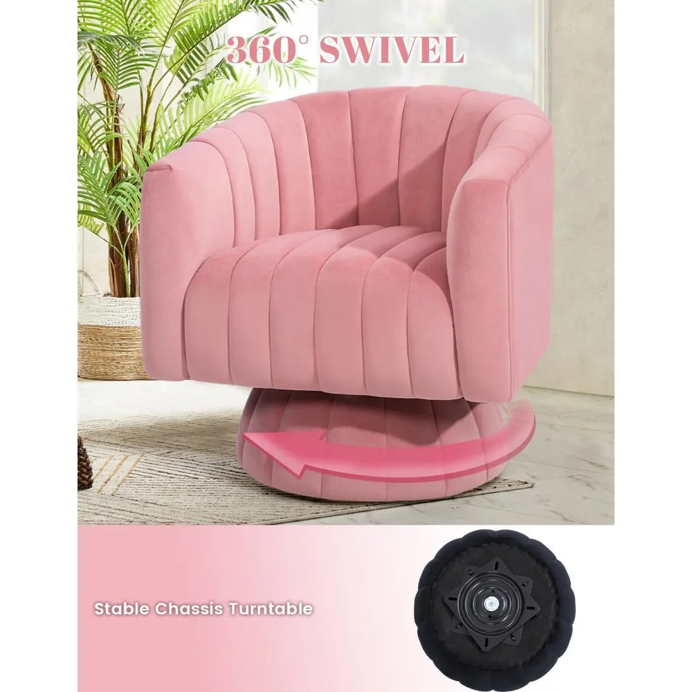 Swivel Accent Overstuffed Barrel Chair with Armrest