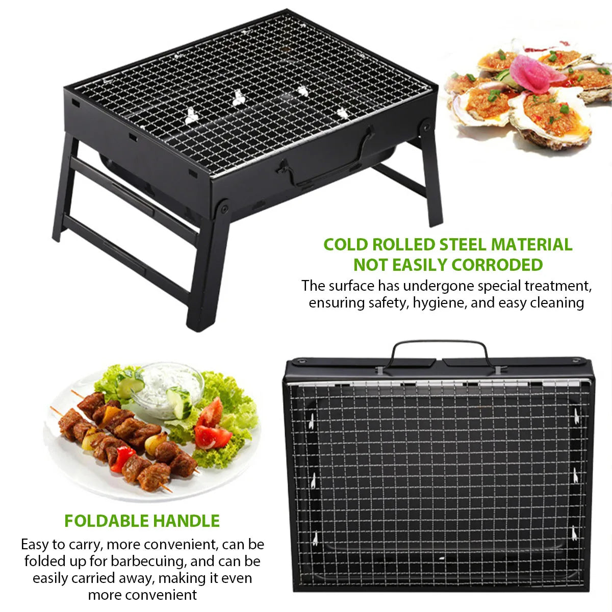Portable Stainless Steel Charcoal Grill – Mini BBQ Tool Kit for Outdoor Cooking, Camping, Picnic & Beach