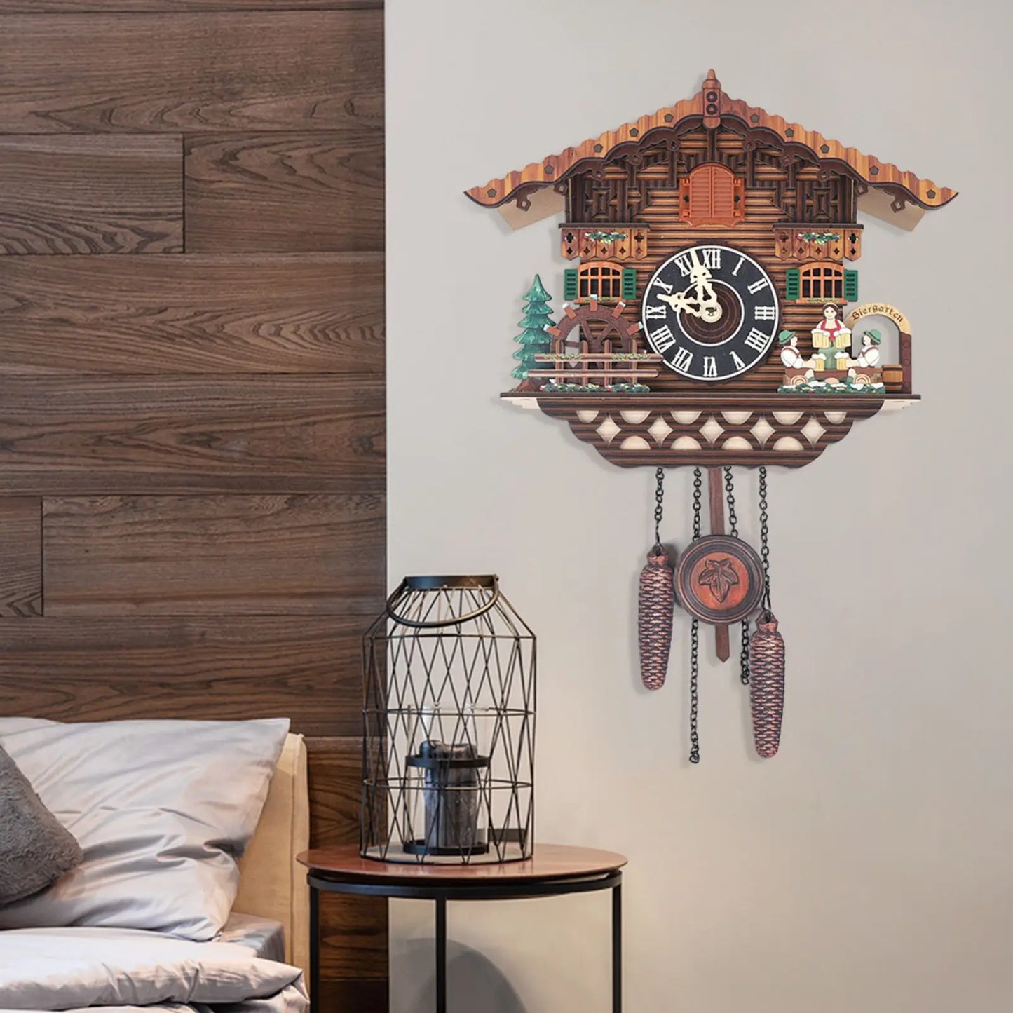 Creative Bird Cuckoo Wall Clock with Swing & Auto-Flapping Wings – Wooden Quartz Home Decor (Battery Operated)