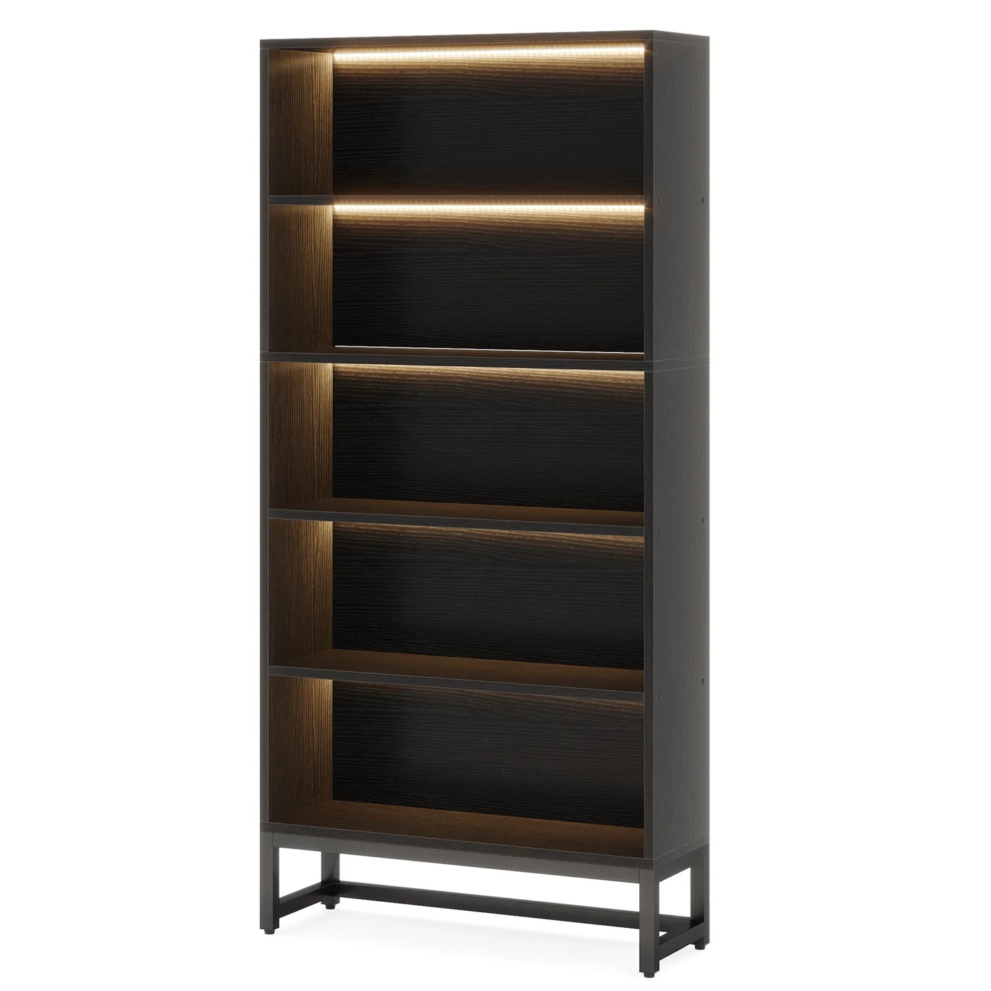 Large Heavy Duty Bookcase 70.8” with LED Lights