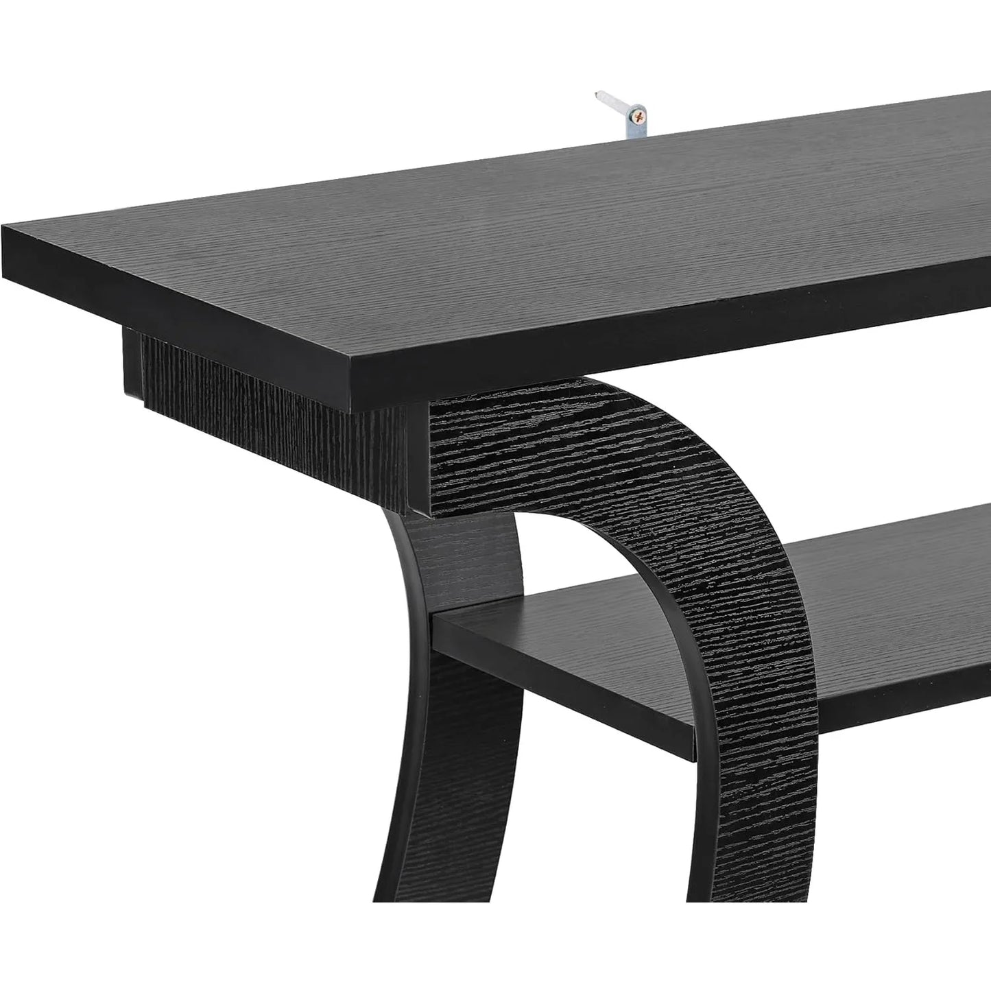 3 Tier Wood Console Table with Curved Legs and Shelf