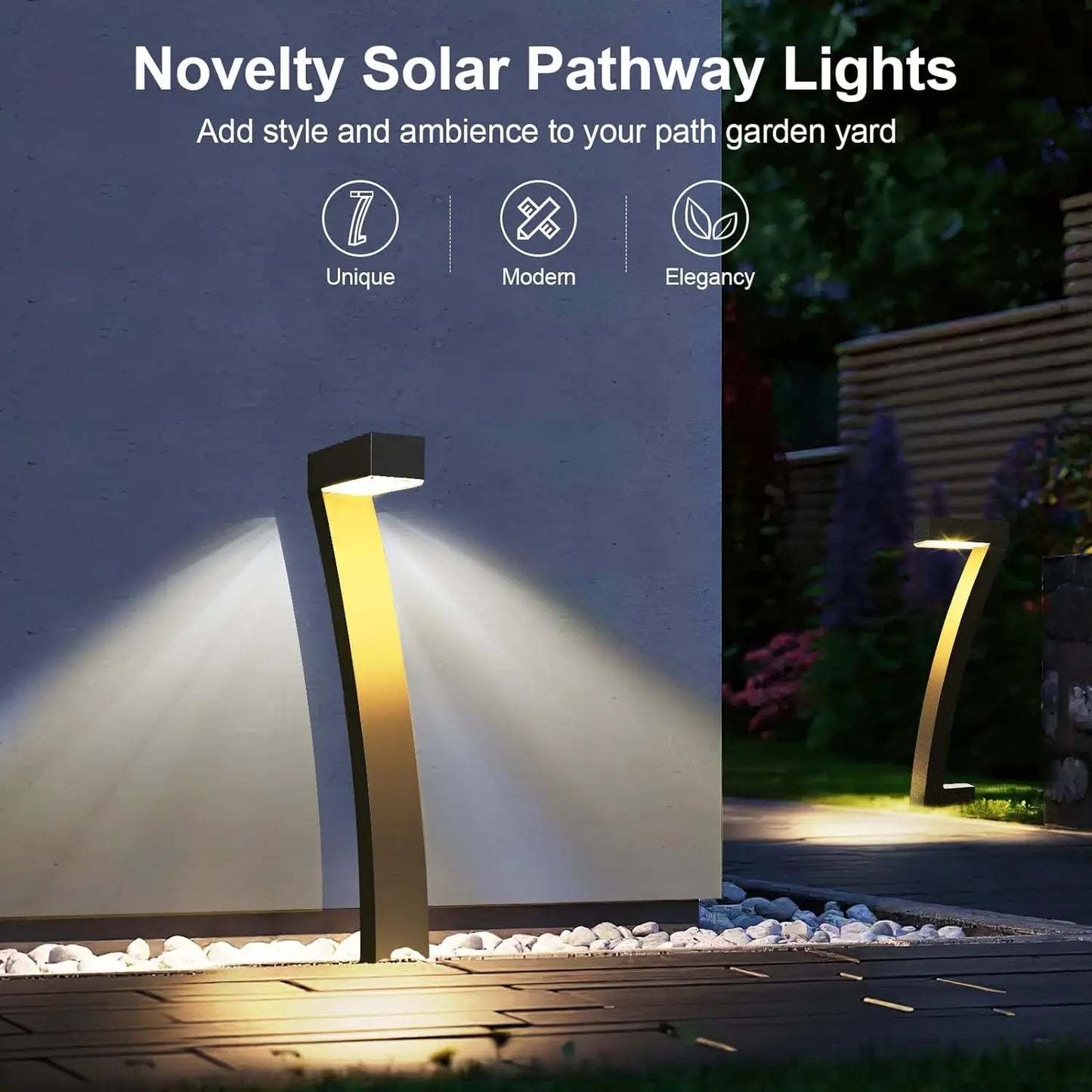 6-Pack Bright Solar Pathway Lights – 12-Hour Auto On/Off Solar Garden Lights for Yard, Walkway & Landscape