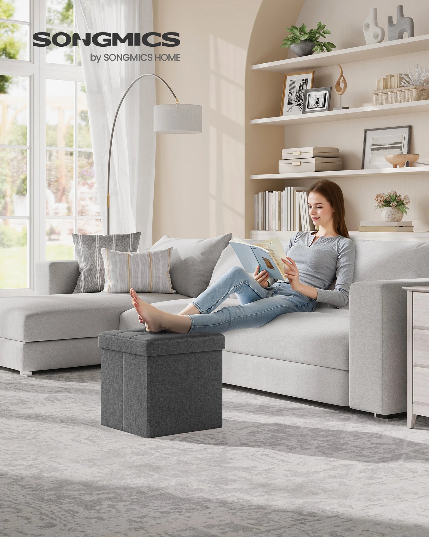 15 Inch Folding Storage Ottoman Foot Rest