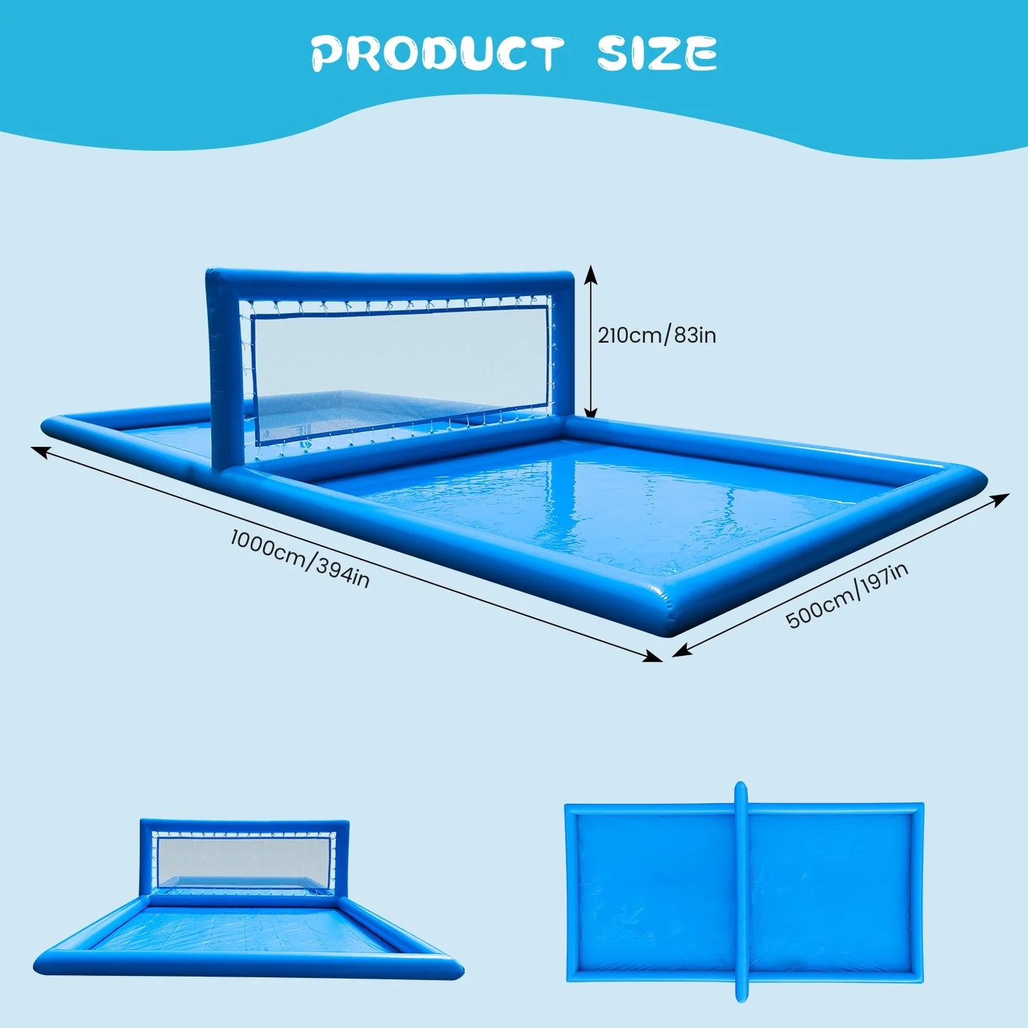 Inflatable Outdoor Volleyball Court for Family Fun – Portable 10x5x2.1m with 800W Air Blower, Perfect for Kids & Adults