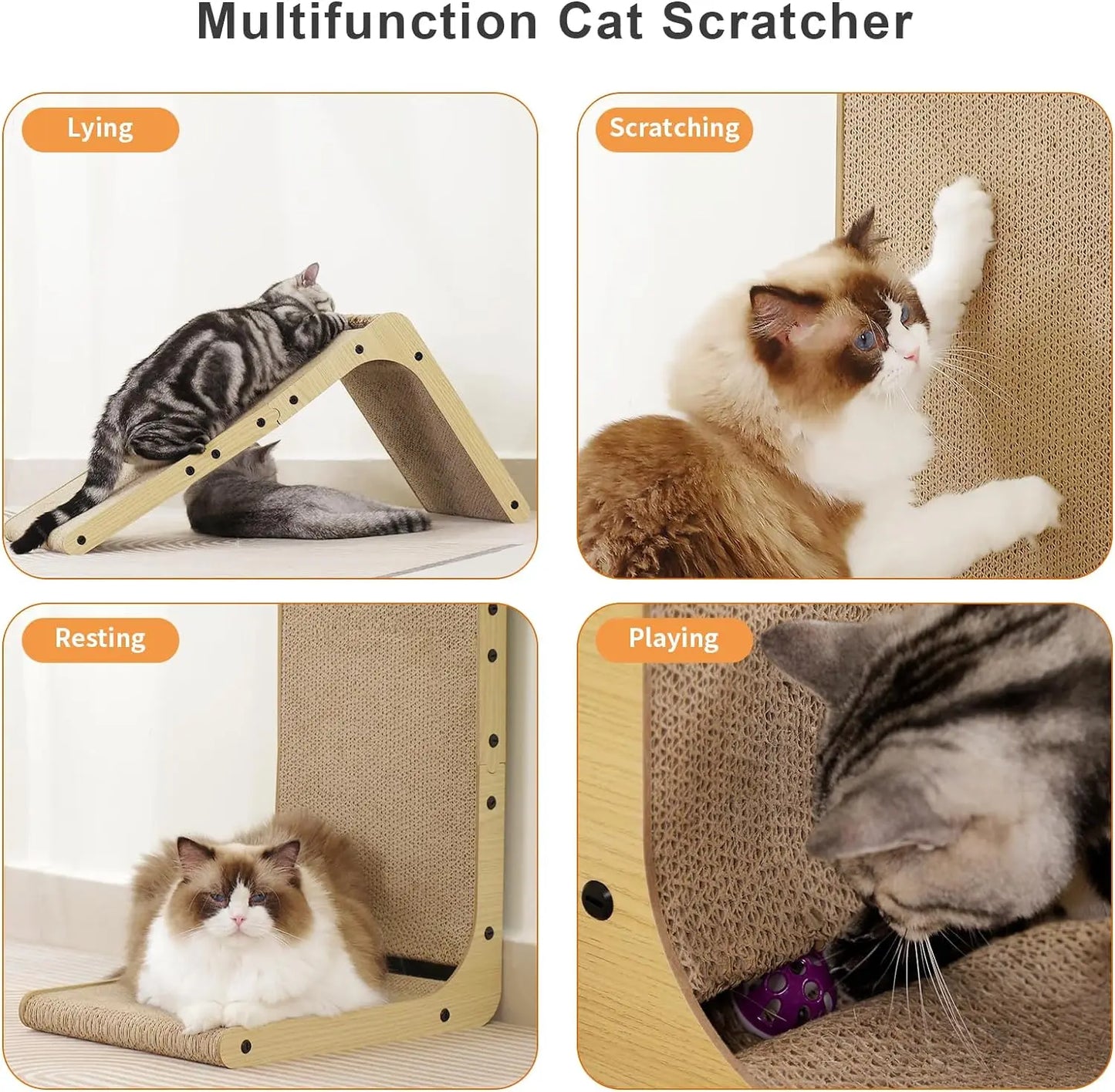 L Shape Cat Scratcher – 23.6 Inch Indoor Cardboard Cat Scratch Pad to Protect Furniture