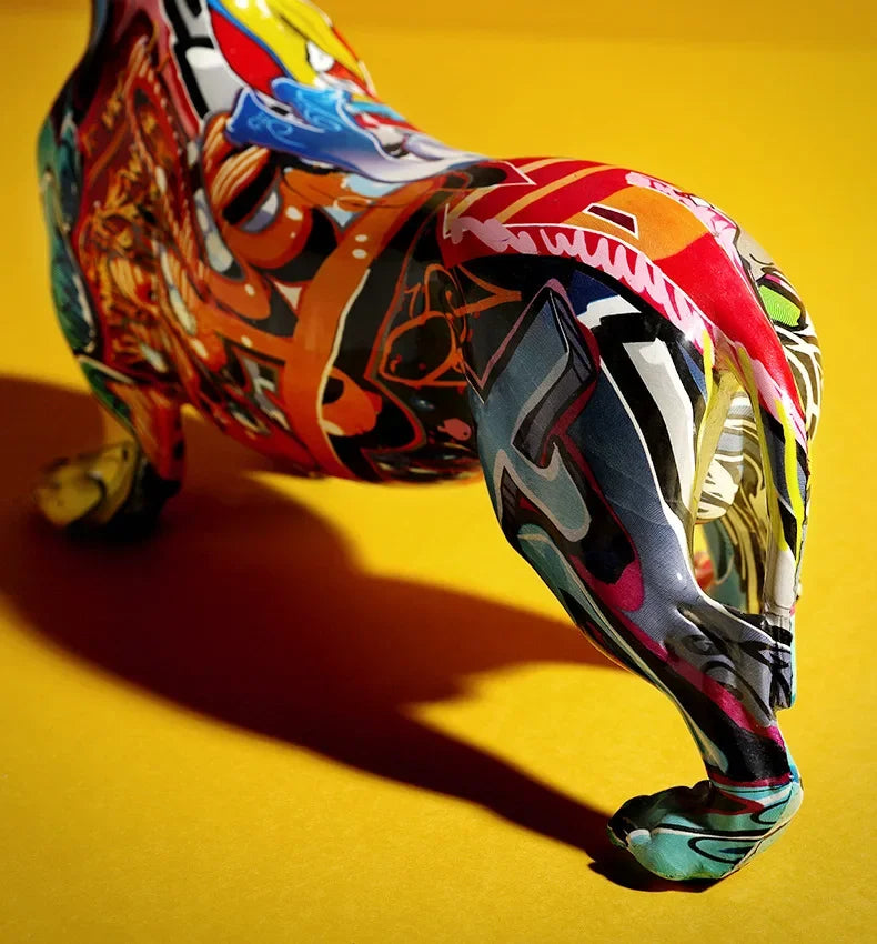 Creative  Home Modern Painted Colorful Dachshund Dog Decoration