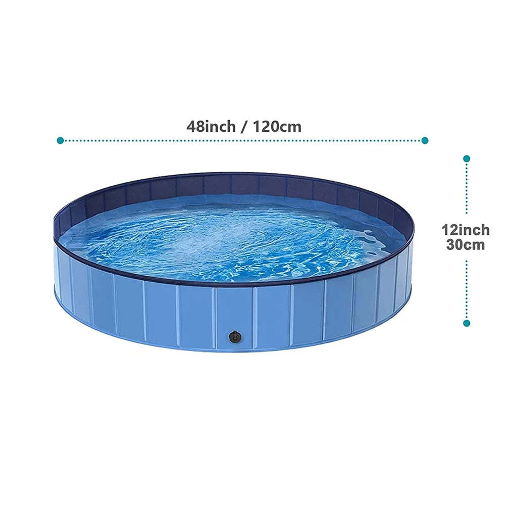 Portable Dog Swimming Pool & Bathing Tub – Foldable Plastic Pet Pool with Scratch-Resistant Material, Grooming Tub & Cover for Large Dogs