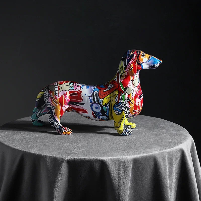 Creative  Home Modern Painted Colorful Dachshund Dog Decoration