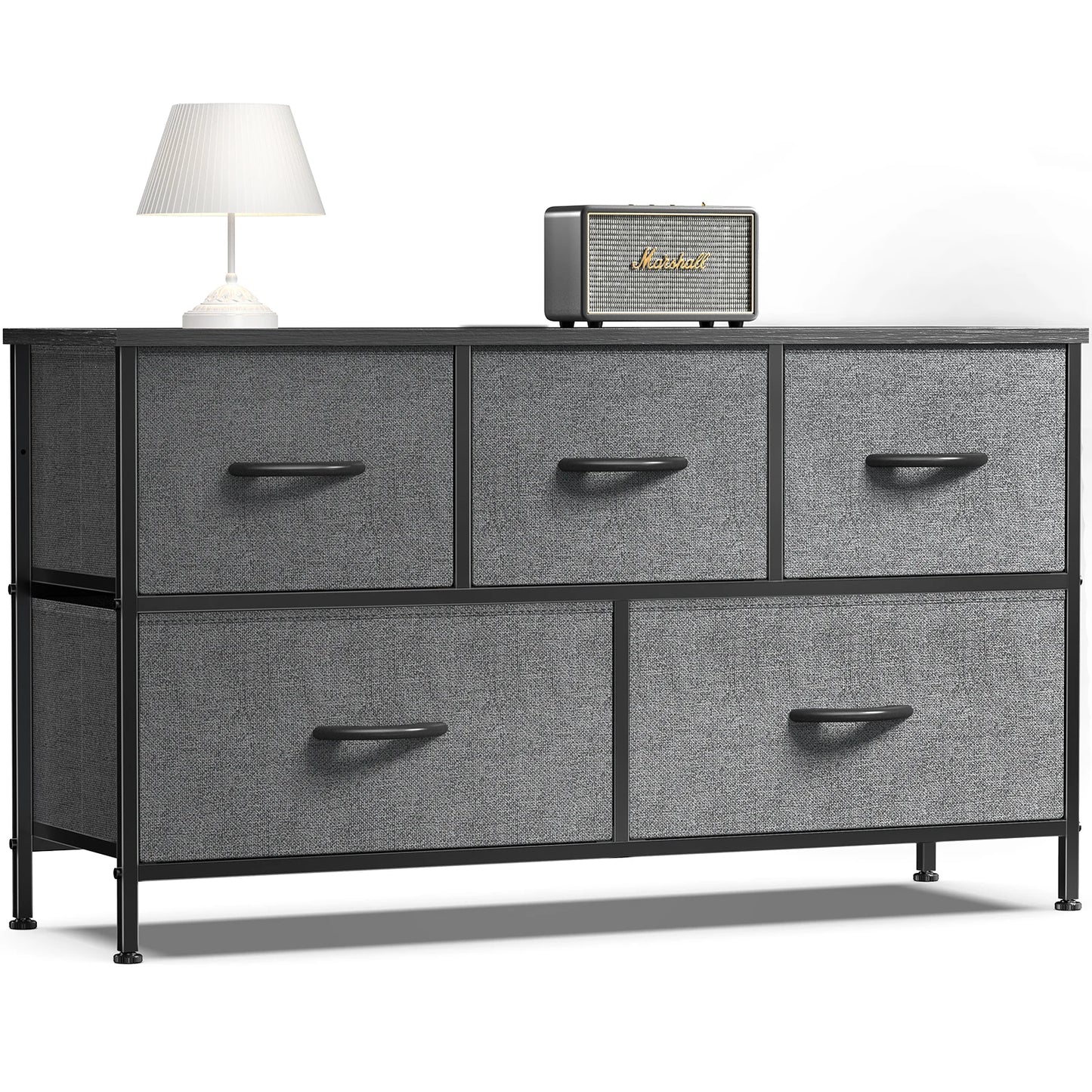 JHK Display Cabinet With 5 Fabric Drawers
