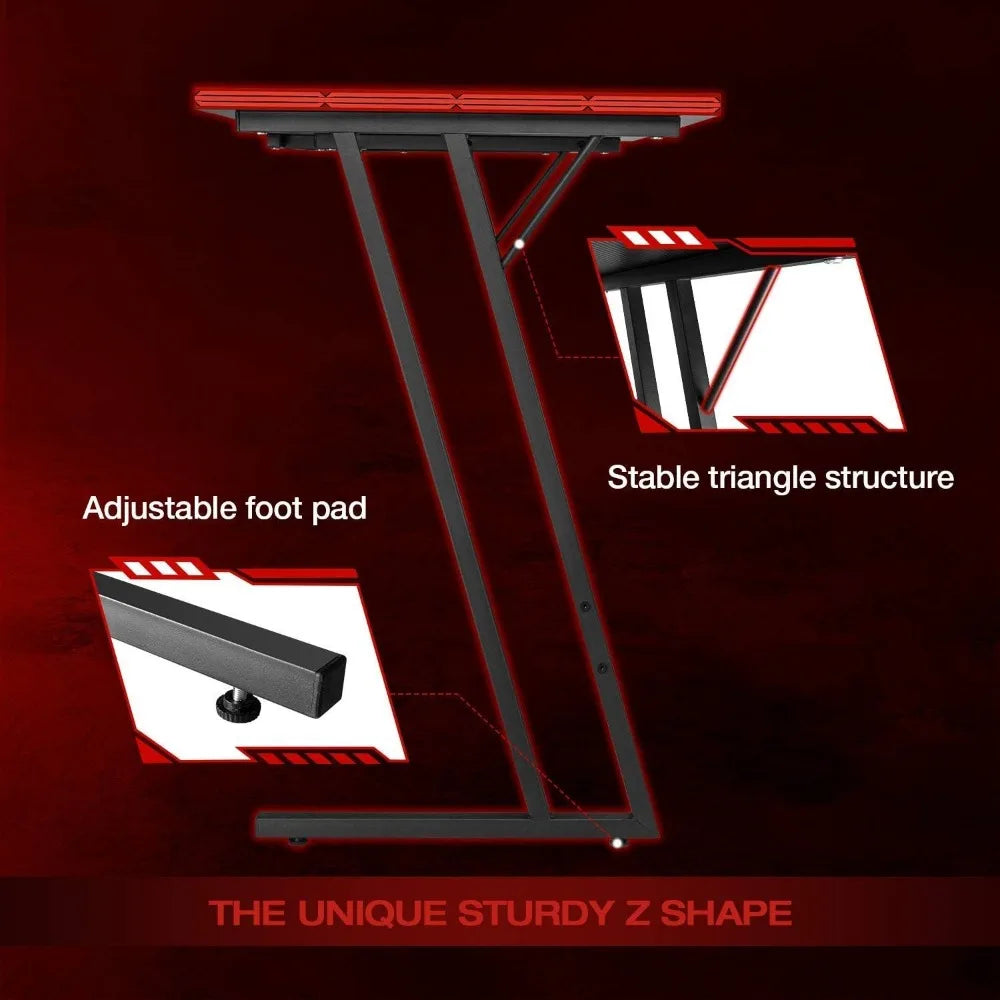 L-Shaped Gaming Desk with Monitor Riser – Sturdy Corner Computer Desk for Home Office & PC Gaming Setup, Space-Saving Writing Table