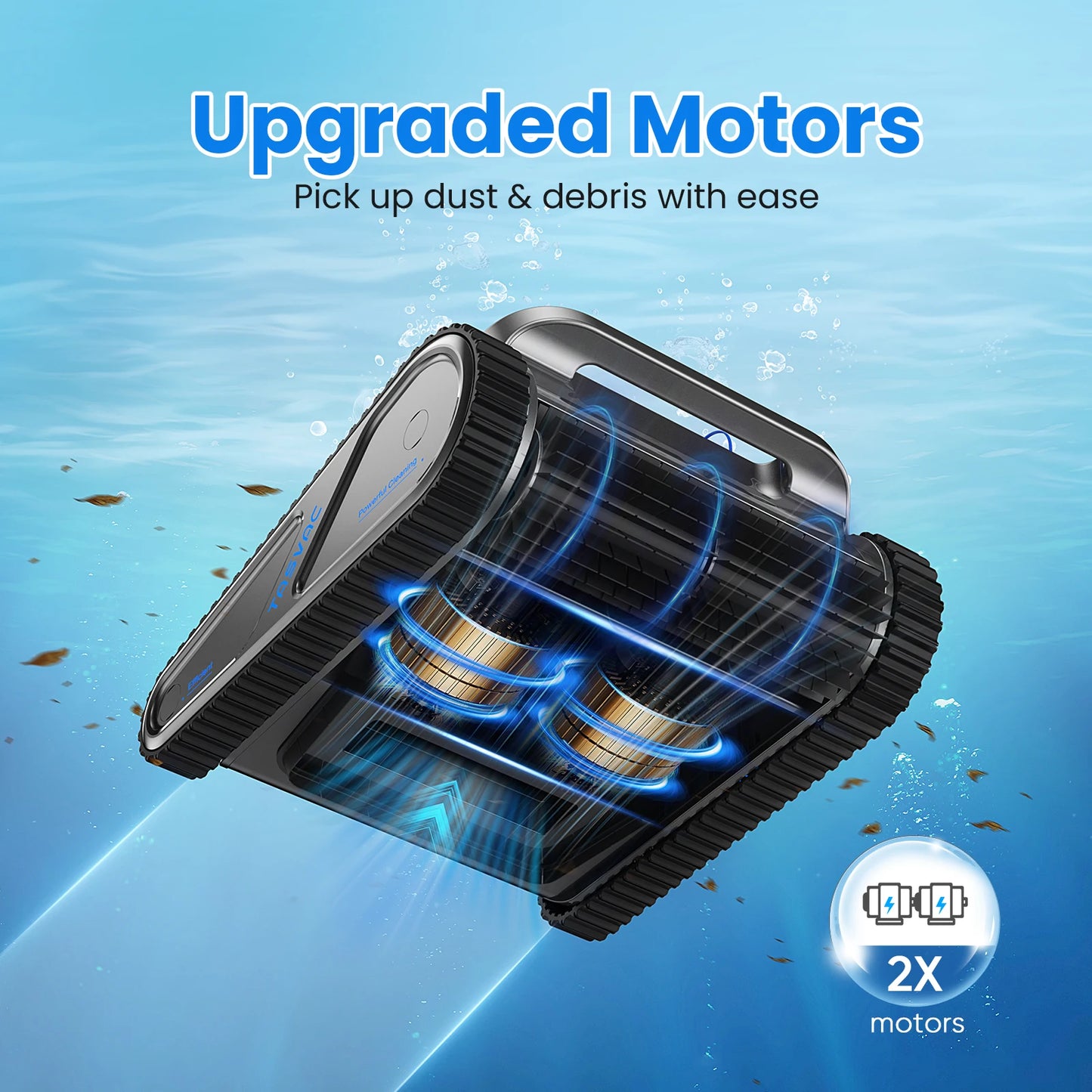 TASVAC Automatic Cordless Robotic Pool Cleaner – 240-Min Runtime, Self-Parking, Ideal for Flat Above & In-Ground Pools up to 80 Ft / 2000 Sq.Ft