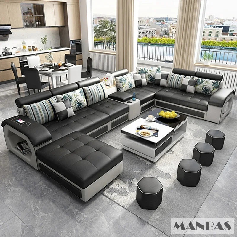 Big U Shape Couch / Sofa with shelves