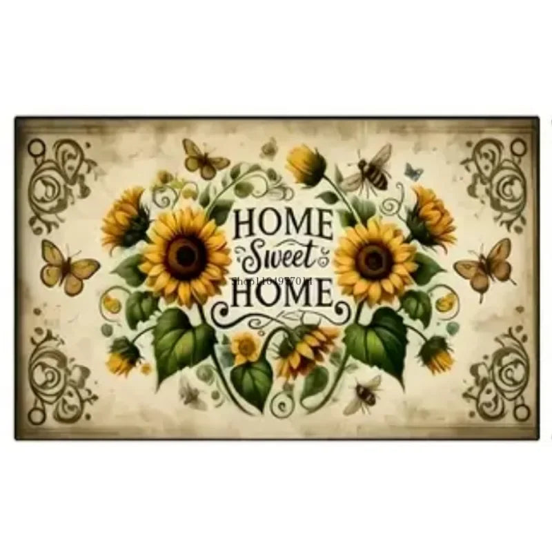 Sweet Home Welcome Mat – Sunflower Pattern, Non-Slip Indoor Floor Mat for Home Decoration