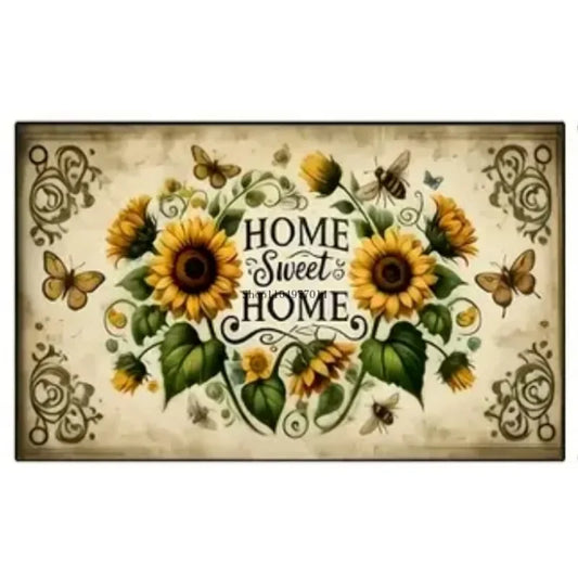 Sweet Home Welcome Mat – Sunflower Pattern, Non-Slip Indoor Floor Mat for Home Decoration