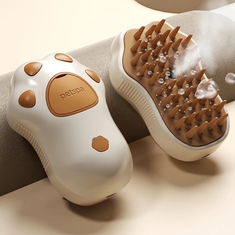 3 in 1 Steamy Pet Electric Spray Steam Brush - Groom, Deodorize & Detangle with Ease