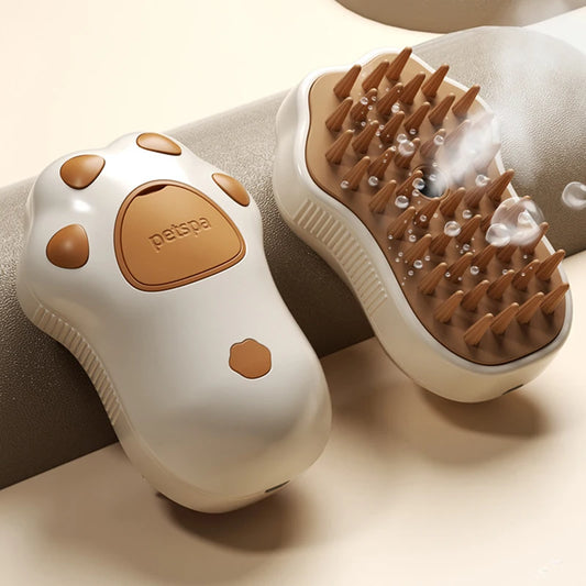 3 in 1 Steamy Pet Electric Spray Steam Brush - Groom, Deodorize & Detangle with Ease