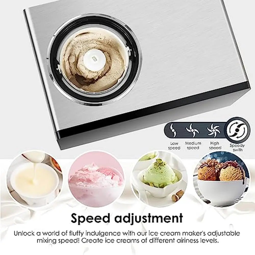 Automatic Ice Cream Maker with Compressor – 1.6 Quart Soft Serve & Gelato Machine, Touch LCD, 4 Modes, Adjustable Hardness & Speed