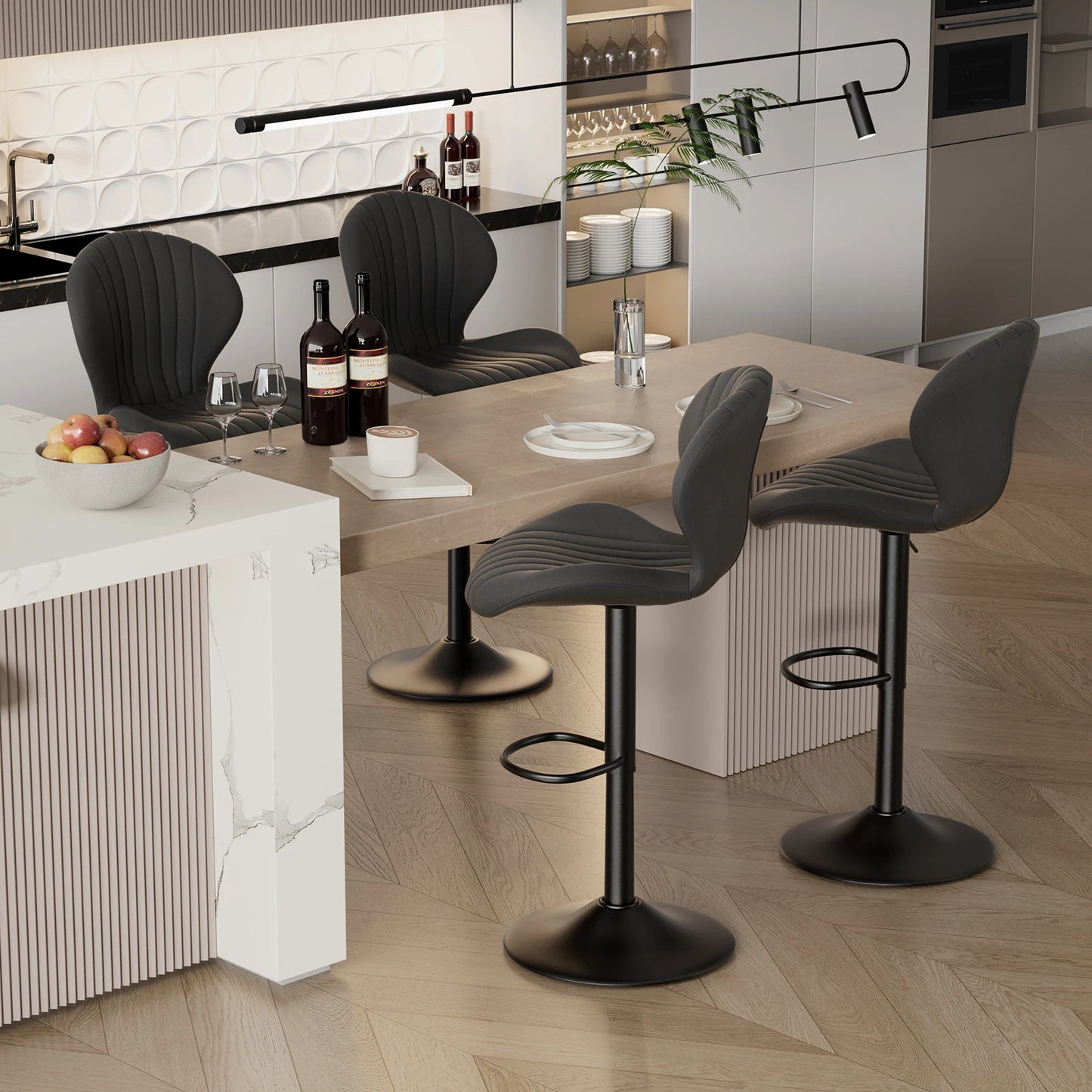 2-Piece Luxury Modern Adjustable Living Room & Dining Chairs Set – Swivel Bar Stools with Soft Backrest for Kitchen & Home